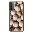 thumbnail image 1 of DistinctInk Clear Shockproof Hybrid Case for Galaxy S21 5G (6.2" Screen) - TPU Bumper, Acrylic Back, Tempered Glass Screen Protector - Old Baseballs - Show Your Love of Baseball, 1 of 2