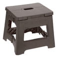 thumbnail image 1 of Taburete de paso plegable Uxcell de 8" para adultos, capacidad de 88 lbs, taburete antideslizante con mango, marrón, pequeño, 1 of 7
