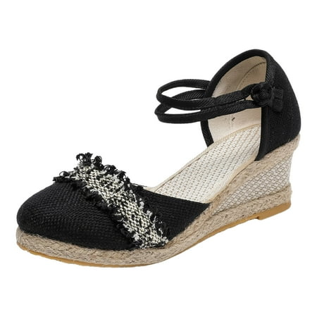 

LUOGENLI Female Summer Women Sandals with Arch Support Women Summer Wedges Breathable Non Slip Elastic Band Round Toe Sandals Comfortable Beach Shoes Summer Sandals For Women 2024 Trendy Closed Toe