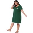 thumbnail image 3 of DARING DIVA Women's Plus Size Soft Short Sleeve Lace Trim Nightgown 1X Dark Green, 3 of 6