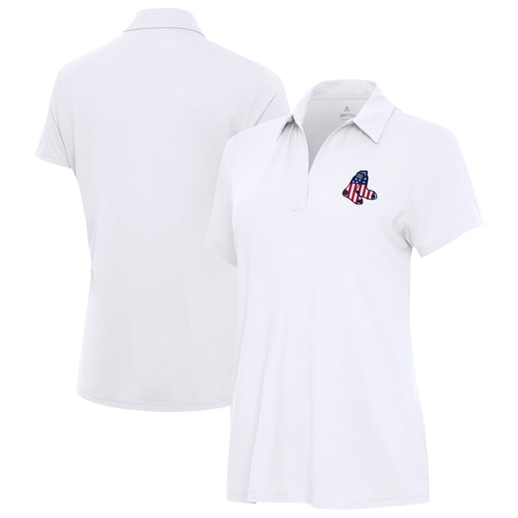 Women's Antigua White Boston Red Sox Era Stars and Stripes Team Logo Polo