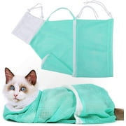 Cat Bathing Bag Anti-Bite and Anti-Scratch Cat Grooming Bag for Bathing, Nail Trimming, Medicine Taking,Injection,Adjustable Multifunctional Breathable Restraint Shower Bag(Green)