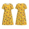 thumbnail image 3 of Bixox Robe d'Été à Manches Courtes pour Femmes Robe Ample Longueur Genou avec Poches-Honeycombs, 3 of 7