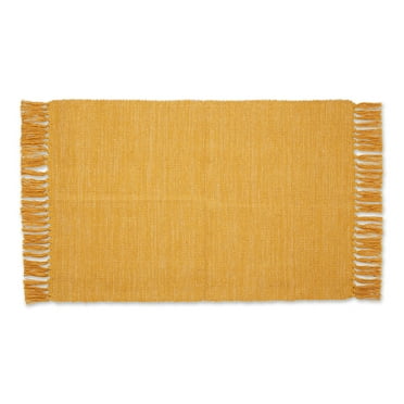 Contemporary Home Living 2' x 3' Gold Decorative Rectangular 2-Tone Ribbed Rug