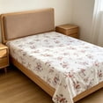 thumbnail image 2 of huayou Romantic Rose Floral Print Soft Flat Bed Sheet 90.55x47.24 Inch Easy Care Mattress Cover for Bedroom Home Decoration, 2 of 6