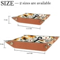 thumbnail image 4 of Women Girls Leather Square Dish Trinket Plate Jewelry Tray for Mothers Day Birthday Gift, Sunflowers Anchors Pattern, 4 of 6