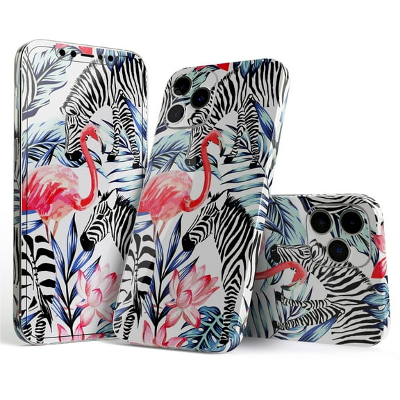 DesignSkinz Tropical Flamingo and Zebra Jungle Full-Body Skin Decal Wrap Cover for iPhone 16