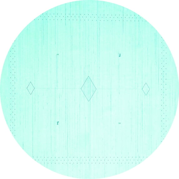 Ahgly Company Machine Washable Indoor Round Solid Turquoise Blue Modern Area Rugs, 7' Round