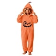 thumbnail image 4 of Kids Halloween Onesie Pumpkin Cosplay Costume for Boy Girl Soft Fleece Plush Flannel Jumpsuits Zip Up Hoodies Casual Party Outfits Funny One Piece with Pockets Orange 9 8-9 Years, 4 of 7