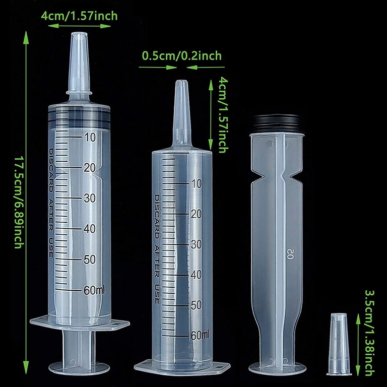Niovtt 60ml Plastic Syringe, Reusable, Durable, Versatile for Oral
