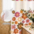 thumbnail image 3 of No Hook Shower Curtain, Bohemia Floral Shower Curtains for Bathroom with See Through Top Window, Vintage Orange Pink Flowers Boho Style Beige Waterproof & Washable Bath Curtain Stall 48"x72", 3 of 9