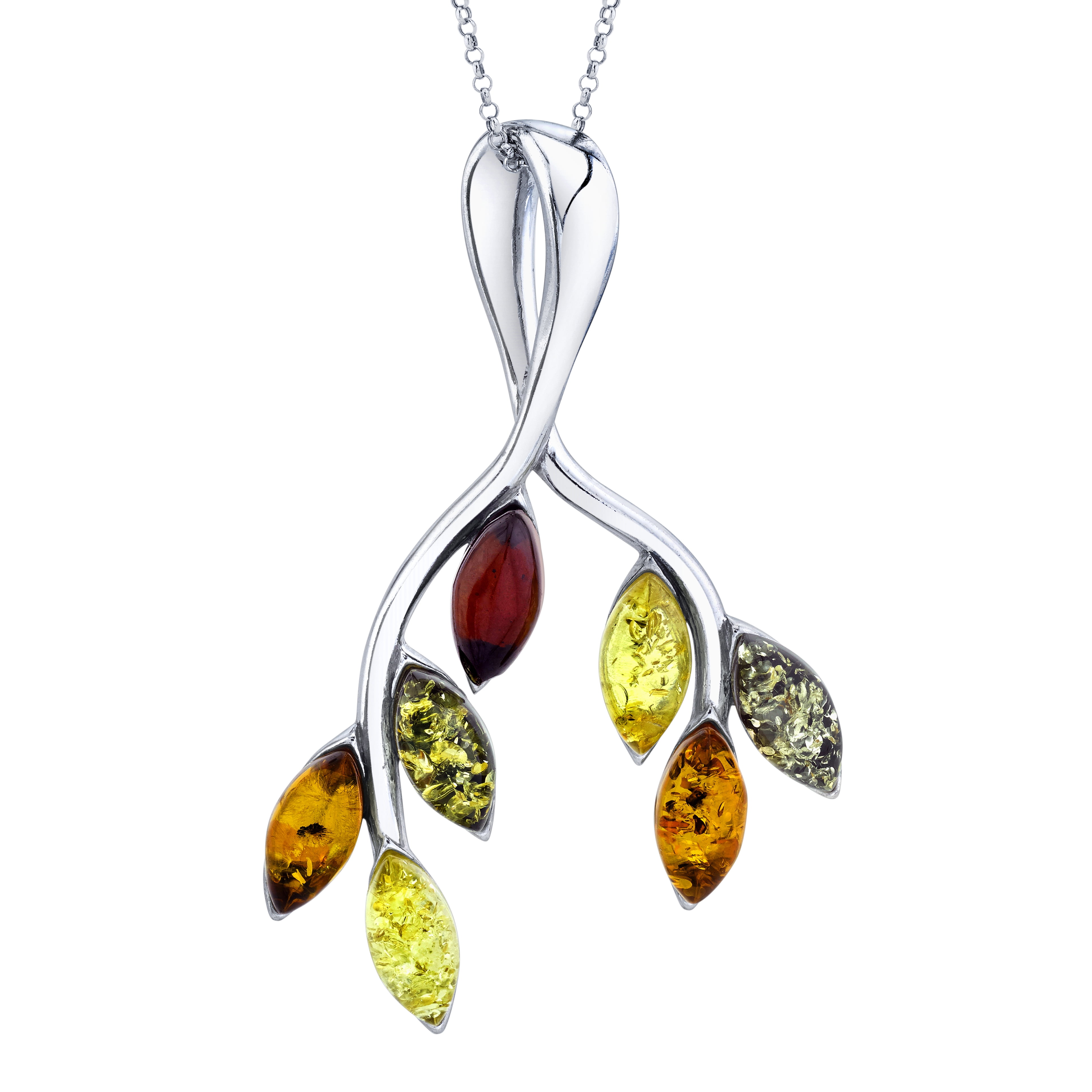 Beautiful Multicolours Baltic Amber  Necklace with Silver 925 