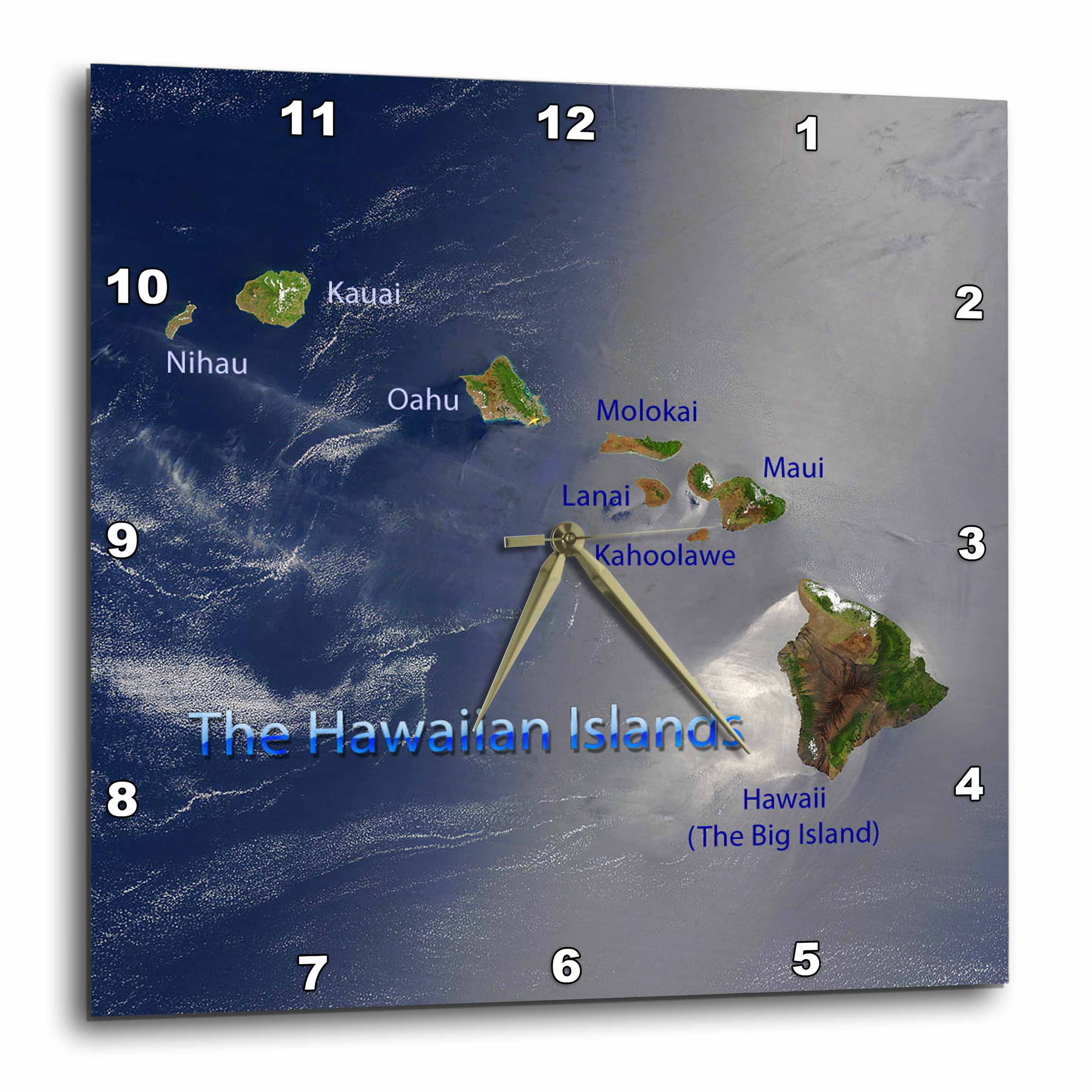 3dRose View of the Hawaiian Islands - Wall Clock, 15 by 15-inch 