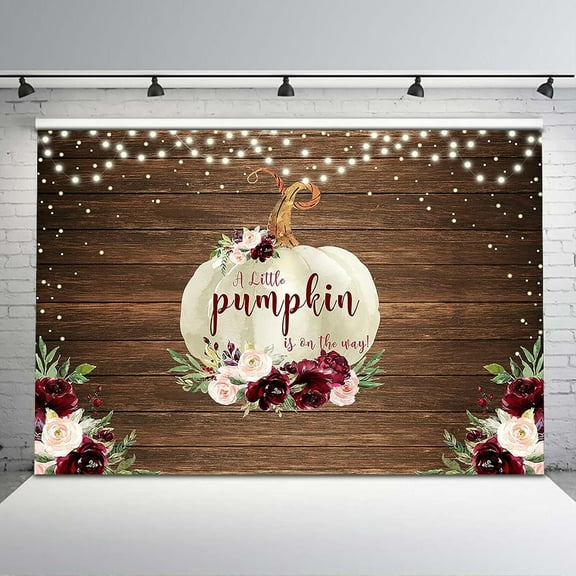 Rustic Pumpkin Baby Shower Backdrop Little Pumpkin Girl Baby Shower Background Fall Autumn Floral Pumpkin Baby Shower Birthday Party Decorations Banner Supplies Photo Booth Props
