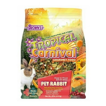 Brown's 44722 Tropical Carnival Gourmet Food 10 Pounds Pet Rabbit Pelleted Feed