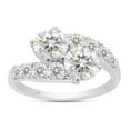 thumbnail image 1 of 2 Carat Center 6MM Round Cut Lab Created Moissanite Diamond Two Stone Bypass Engagement Ring In 10K Solid White Gold Jewelry For Women (G-H Color, VVS1 Clarity, 2 Cttw)-9, 1 of 7