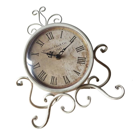 Giaone Vintage Iron Table Clock Antique Look for Living Room or Office Decoration