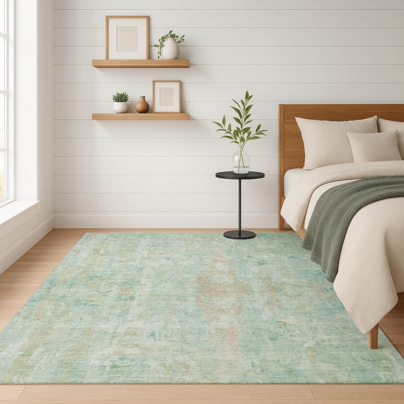 Addison Rugs Mayfield Premium Machine Washable Transitional Abstract Turquoise Rectangle Rug, 10' x 14'