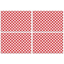 Red and White Checkered Pattern Summer Placemats Table Placemats Set Of 4-Linen Kitchen Washable Placemats Table Mats 11.8"x17.7" Non-Slip Heat Resistant