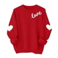 thumbnail image 2 of Valentines Sweatshirts for Women Love Heart Graphic Pullover Crewneck Long Sleeve Tops Valentine's Day Sweatshirt, Valentines Day Gifts for Her, Red, L, 2 of 4