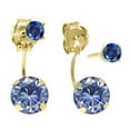 thumbnail image 2 of Gem Stone King 14K Yellow Gold Earrings Persian Blue Moissanite Created Sapphire (1.88 Cttw), 2 of 2