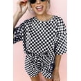 thumbnail image 6 of Women's Black Checkered 2-Piece Casual Set: Tee and Shorts - [ZhiHiMeRi] | (US 12-14)L, 6 of 6