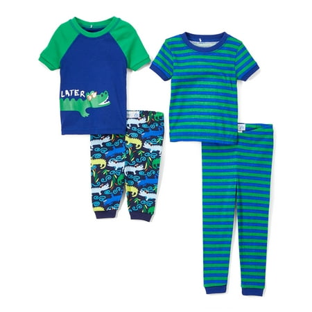 Print Pajama Top - Graphic and Print Short Sleeve Tops, Sleep Shorts and Pants, 4-Piece Pajama Set (Little Boys & Big Boys)