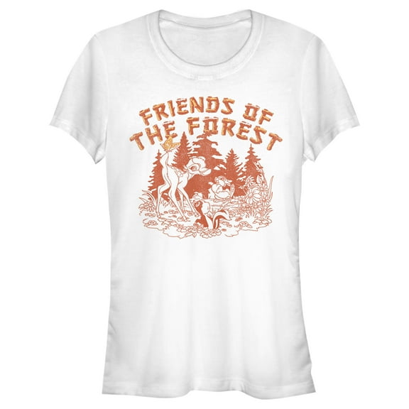 Junior's Bambi Artistic Friends Of The Forest Graphic Tee White Small