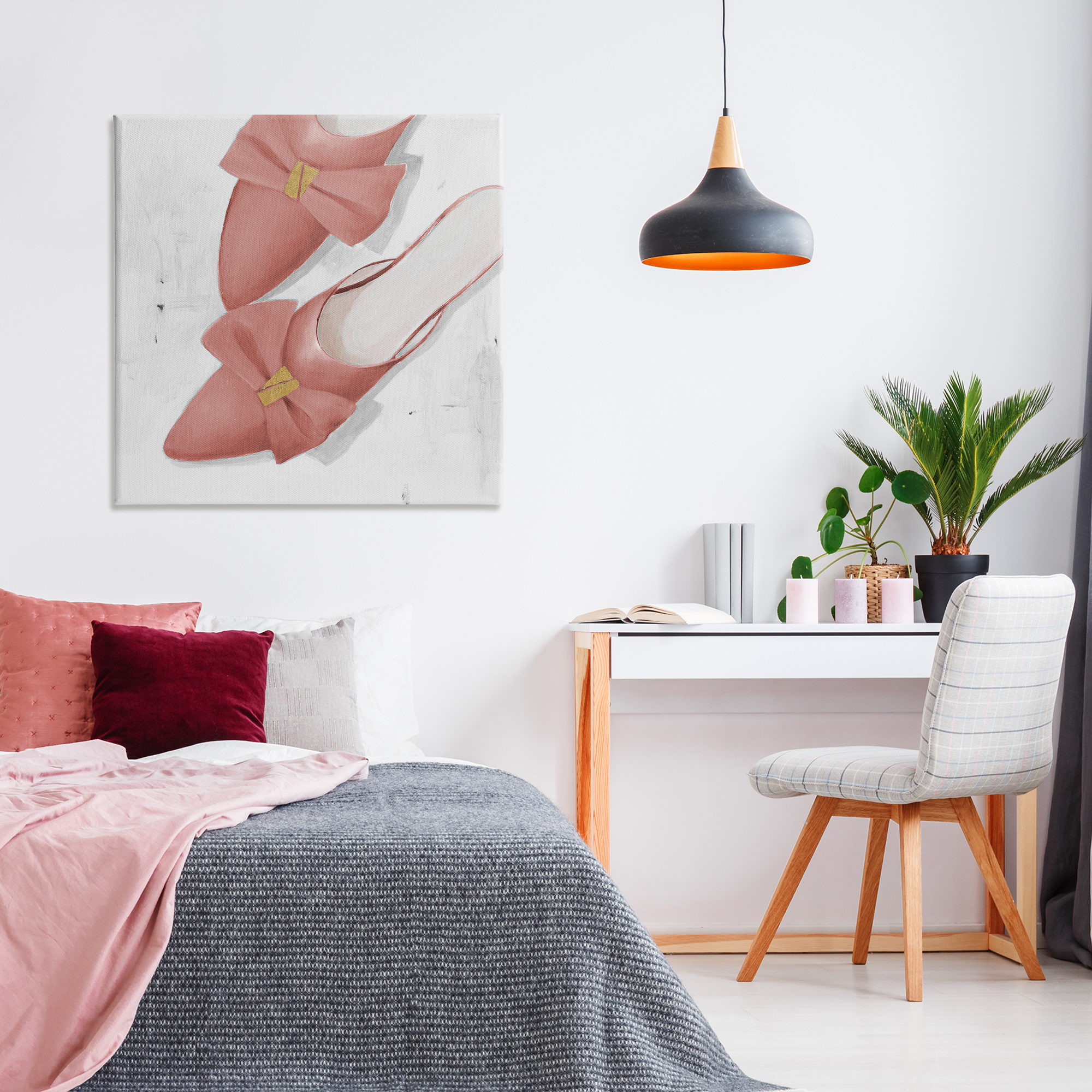 Stupell Industries Pink Kitten Heels Fashion Painting Wrapped Canvas Art Print Wall Art, 36 x 36
