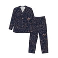 thumbnail image 1 of Balery Copper-Gold Gloss Outline Flower Pijama para Hombre de Dos Piezas con Manga Larga, Conjunto de Dormir y Descanso Suave con Bolsillos-X-Large, 1 of 7