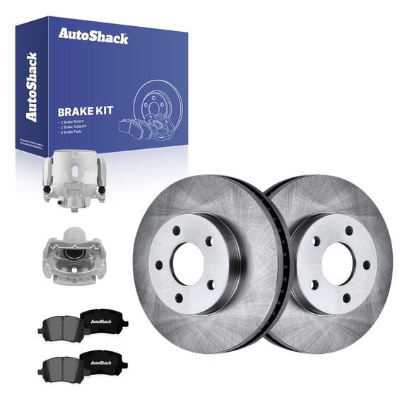 AutoShack Front Vented Brake Rotors   Premium Ceramic Pads   Calipers 8-PC Brake Kit Replacement for 2006-2011 Chevrolet HHR 10.85" (275.7 mm)