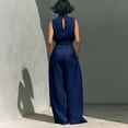 thumbnail image 2 of Morttic Women's Turtleneck Sleeveless Top and Wide Leg Pants Set – High Waist with Pockets, Casual Summer Outfit Navy Blue，XXXL, 2 of 3