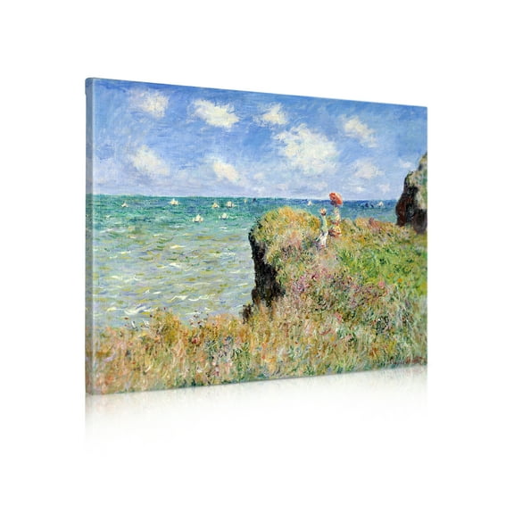 DECORARTS - The Cliff Walk At Pourville, Claude Monet Art Reproduction. Giclee Canvas Prints Wall Art for Home Decor 20x16"
