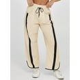 thumbnail image 3 of Women's Baggy Wide Leg Pants Casual Drawstring Elastic Waisted Contrast Color Workout Y2K Track Pants, 3 of 6