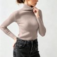 thumbnail image 4 of Vivianyo HD Women's Fitted Turtleneck Rib Knit Pullover Sweater, Fall Winter Slim Stretch Long Sleeve Top for Women Office Layering Daily Wear, Free Size, 4 of 8