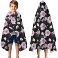 thumbnail image 3 of Pioneer Flower Floral Print Pattern Hooded Bath Towel，50"x30" for Ages 3 To 12 Kids, Quick Dry Lightweight Soft Microfiber Hood Beach Towel Cover Up for Kids, 3 of 7