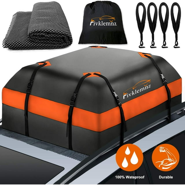 FIVKLEMNZ Car Roof Bag Cargo Carrier, 15 Cubic Feet Waterproof Rooftop