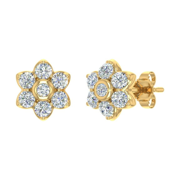 1/2 Carat Diamond Star Stud Earrings in 14K Yellow Gold (I1-I2 Clarity)