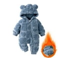 thumbnail image 3 of Coerni New Born Baby Hooded Fleece Rompers Jumpsuit Long Sleeve One Piece Outwear Solid Zip Sherpa Pa𝗷amas Outfits, 3 of 3