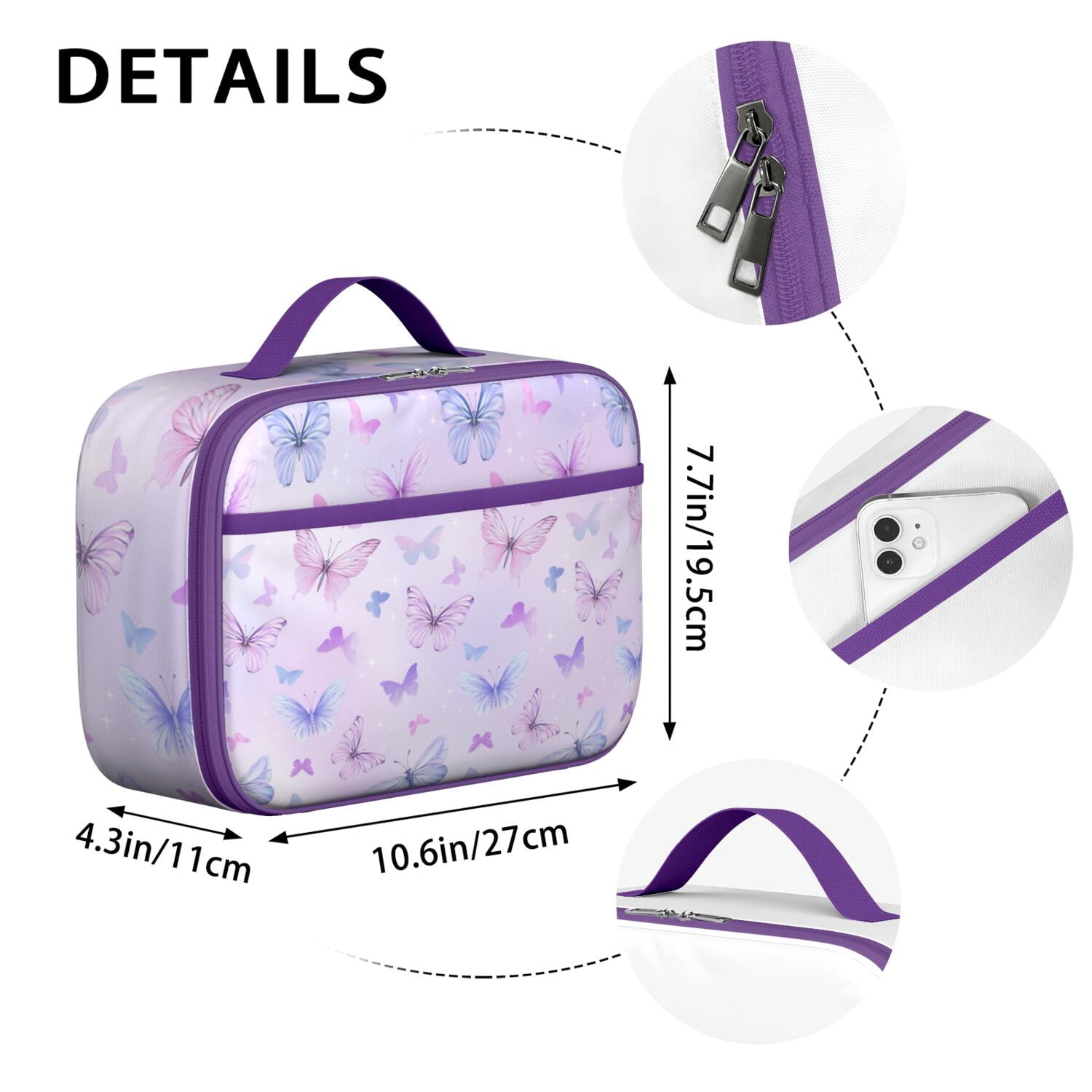Butterfly Lovers Lunch Tote – Colorful Floral Tropical Insulated Lunch Bag for Preschool and Elementary School