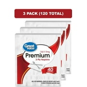 (3 pack) (3 Pack) Great Value Premium Napkins, Soft & Strong, 40 Count