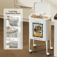 thumbnail image 5 of MRBIN 23L Art Decor Trash Can with Wheels, Press-to-Open Lid, Tall Standing Garbage Bin with Lockable Casters, Metal Waste Basket for Kitchen, Living Room, Bedroom, Cream White, 5 of 6