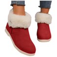thumbnail image 2 of Aueoeo Womens Winter Flat Boots Furs Snow Boots Ankle Booties Fuzzy Warm Short Boots for Girl Side Zip Boots Red, 2 of 7