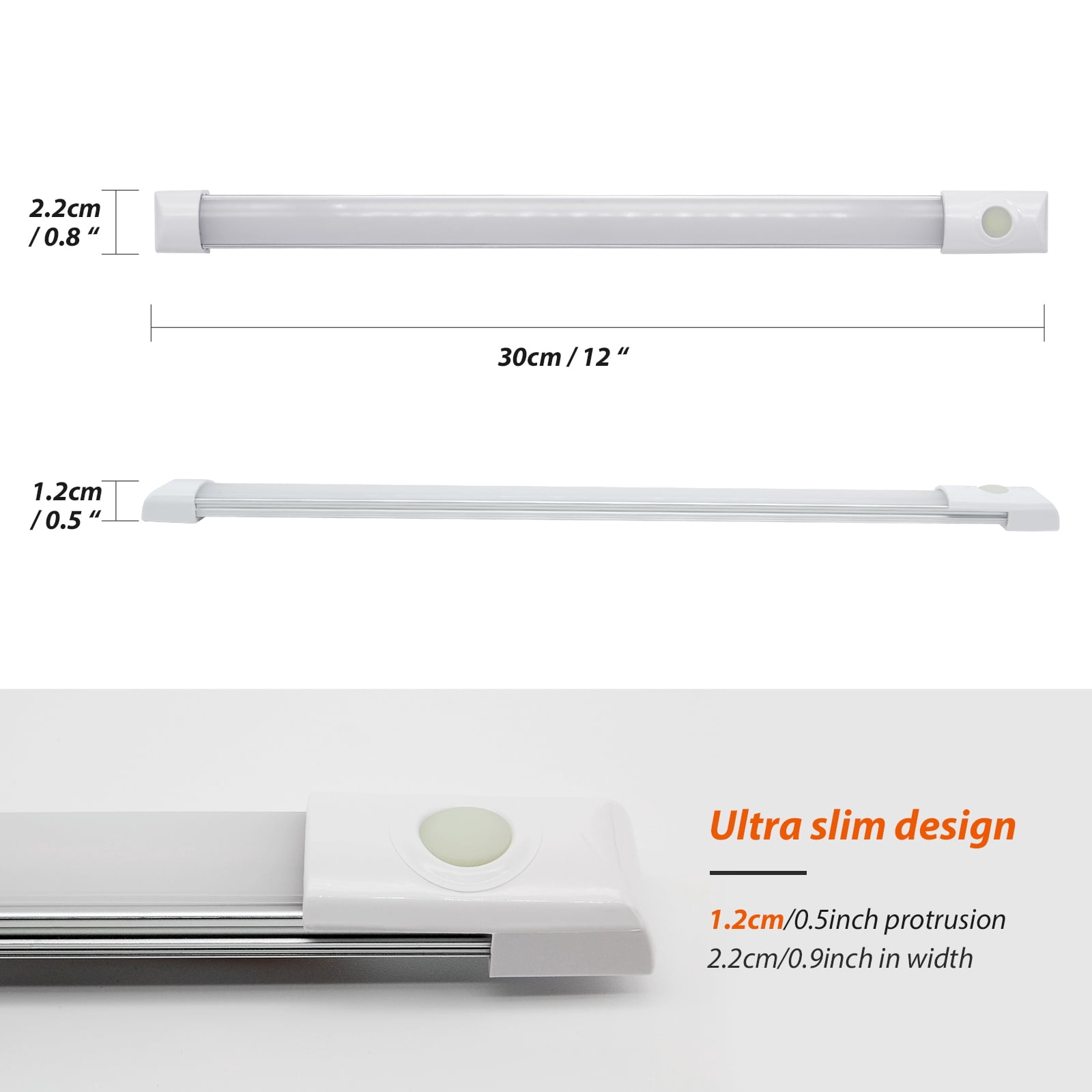 Dream Lighting 12V LED Under Cabinet Light Bar,RV Camper Boat Interior Lighting,Ultra Slim,Cool White, 2-Pack
