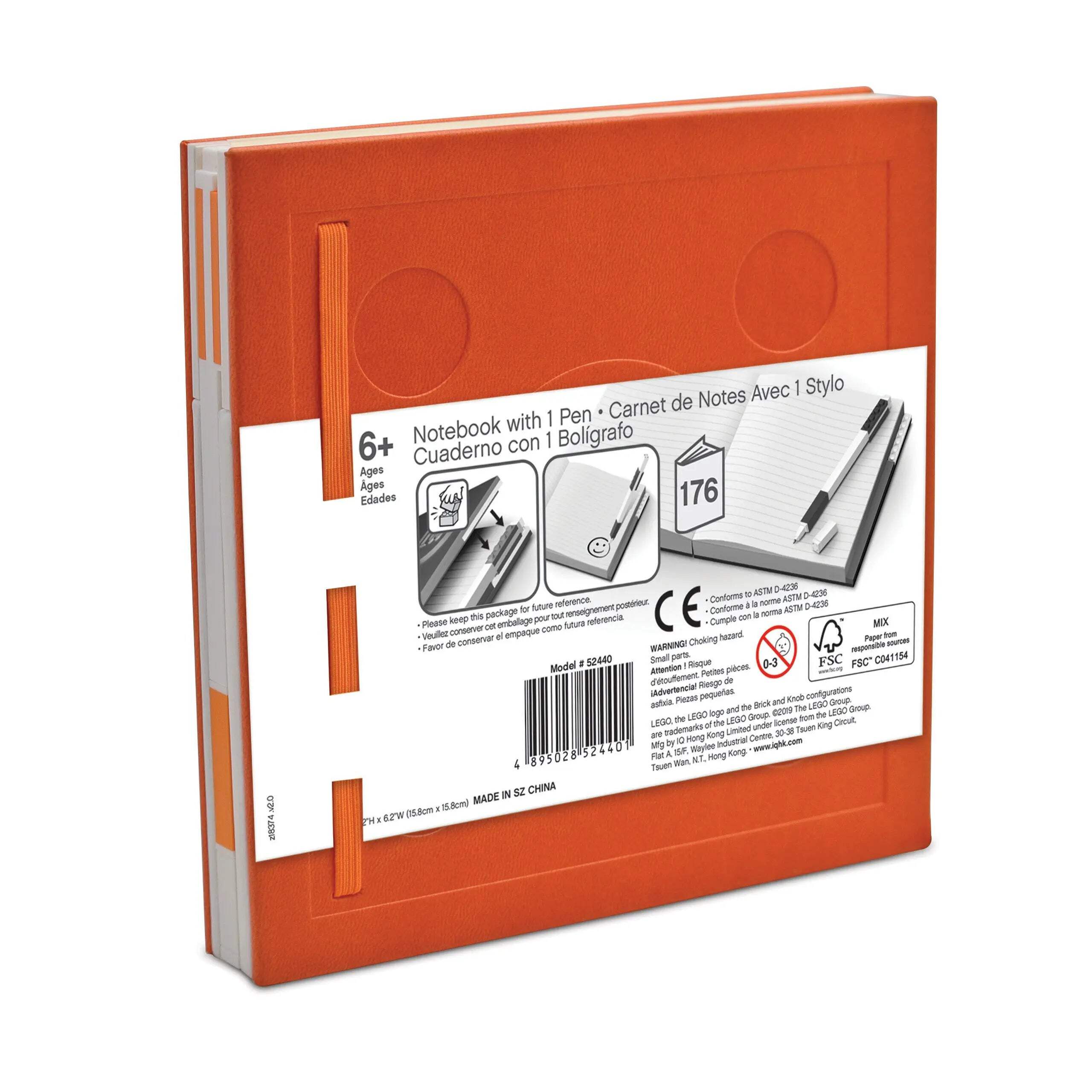 LEGO Stationery Locking Notebook with Gel Pen - Orange (52440)