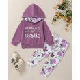 thumbnail image 6 of CARETOO Toddler Girls Clothes Baby Outfits Letter Hoodie Sweatshirts Flower Sweatpants 2Pcs Tracksuit Fall Winter Clothing Size 4t, 6 of 10