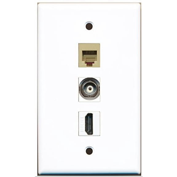 RiteAV - 1 Port HDMI and 1 Port Phone RJ11 RJ12 Beige and 1 Port BNC Wall Plate