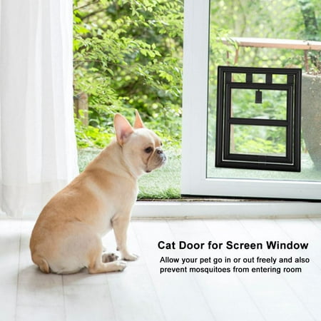 WALFRONT Plastic Pet Dog Puppy Cat Door Magnetic Locking Safe Flap for Screen Window Gate, Magnetic Cat Door, Cat Door for Screen (Best Microchip Cat Flap Reviews)