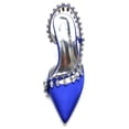 thumbnail image 3 of Women Pointed Toe High Heels Sexy Pumps Rhinestone chain Backless Satin Wedding Shoes, 3 of 6