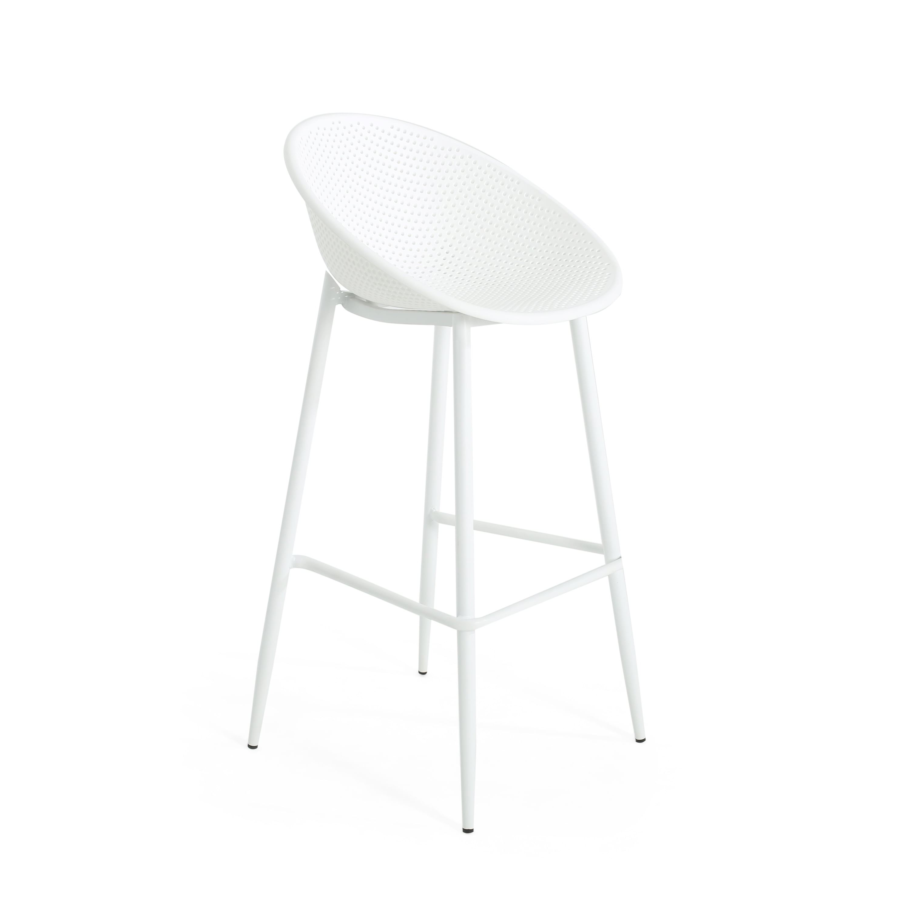 Outdoor Plastic Resin Barstools Set of 2 for Patio Bar, White